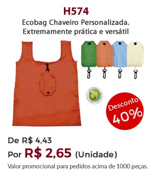 H574 - Ecobag Chaveiro Personalizada. Extremamente prática e versátil