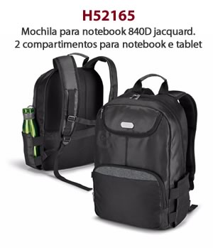 H52165 Mochila para notebook 840D jacquard. 2 compartimentos para notebook e tablet