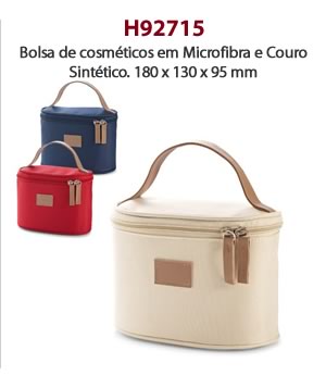 H92715 Bolsa de cosméticos em Microfibra e Couro Sintético. 180 x 130 x 95 mm