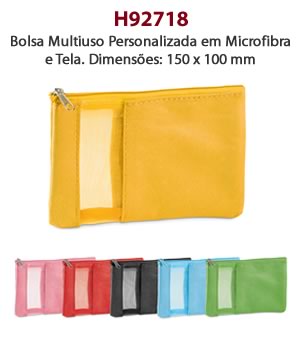 H92718 Bolsa Multiuso Personalizada em Microfibra e Tela. Dimensões: 150 x 100 mm