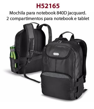 H52165 Mochila para notebook 840D jacquard. 2 compartimentos para notebook e tablet