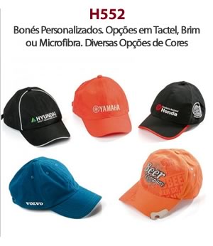 H552 Bonés Personalizados. Opções em Tactel, Brim ou Microfibra. Diversas Opções de Cores