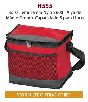 H555 Bolsa Térmica em Nylon 600 | Alça de Mão e Ombro. Capacidade 5 para Litros