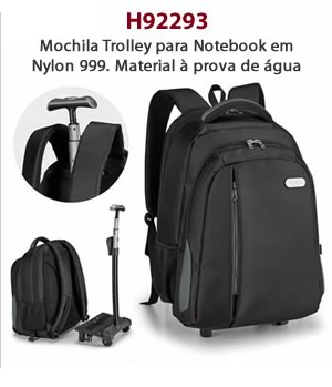 H92293 Mochila Trolley para Notebook em Nylon 999. Material à prova de água