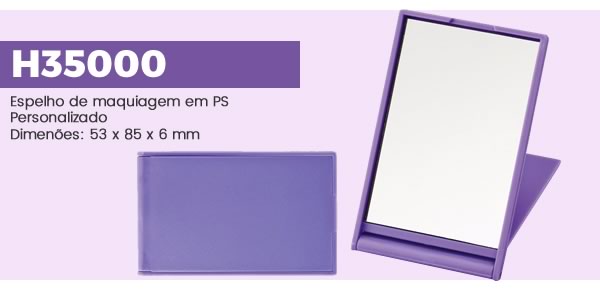 H35000 Espelho de maquiagem em PS PersonalizadoDimenões: 53 x 85 x 6 mm