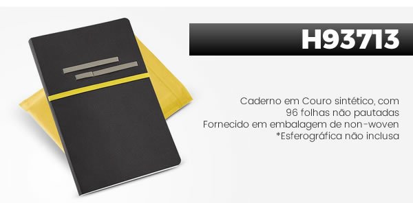 H93713 Caderno em Couro sintético, com 96 folhas não pautadas. Fornecido em embalagem de non-woven *Esferográfica não inclusa