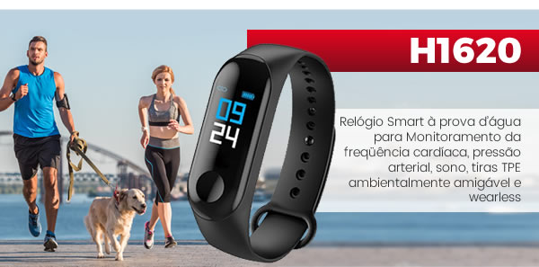 H1620 Relógio Smart à prova d’água para Monitoramento da freqüência cardíaca, pressão arterial, sono, tiras TPE ambientalmente amigável e wearless