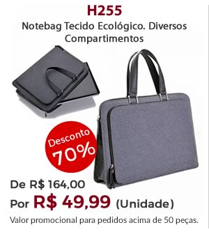 H255 - Notebag Tecido Ecológico. Diversos Compartimentos - Por R$ 49,99 unidade