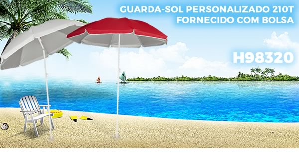 H98320 - GUARDA-SOL PERSONALIZADO 210T FORNECIDO COM BOLSA