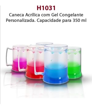 H1031 - Caneca Acrílica com Gel Congelante Personalizada. Capacidade para 350 ml