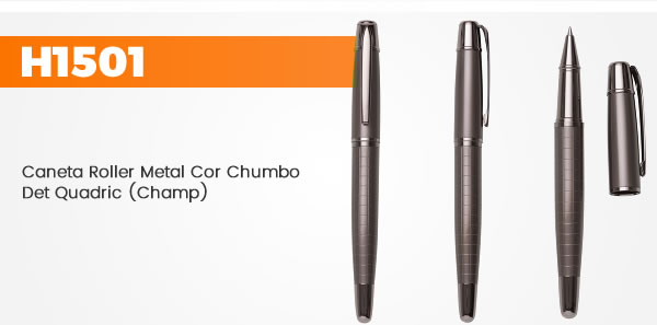 H1501 Caneta Roller Metal Cor Chumbo Det Quadric (Champ)