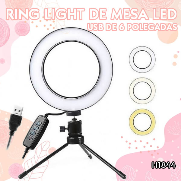 Ring Light de Mesa Led USB de 6 Polegadas H1844 Ring Light de Mesa Led USB de 6 Polegadas H1844