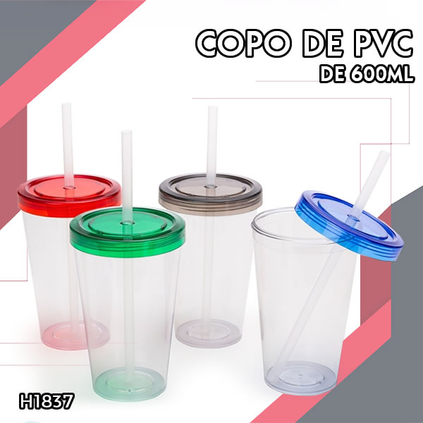 Copo de PVC de 600ml H1837 Copo de PVC de 600ml H1837