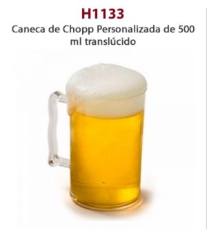 H1133 - Caneca de Chopp Personalizada de 500 ml translúcido