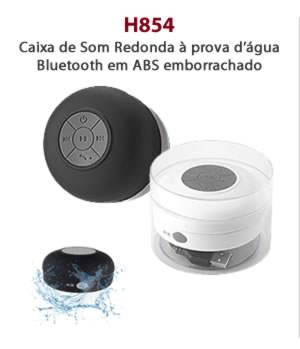 H854 - Caixa de Som Redonda à prova d’água Bluetooth em ABS emborrachado
