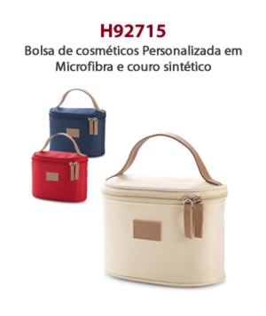 Bolsa de cosméticos Personalizada em Microfibra e couro sintético