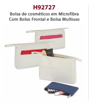 Bolsa de cosméticos em MicrofibraCom Bolso Frontal e Bolsa Multiuso