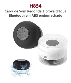 Caixa de Som Redonda à prova d’água Bluetooth em ABS emborrachado