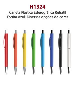 Caneta Plástica Esferográfica Retrátil Escrita Azul. Diversas opções de cores