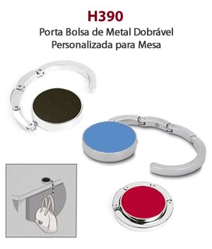 H390 - Porta Bolsa de Metal Dobrável Personalizada para Mesa 