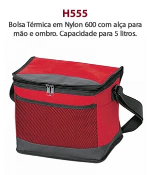 H555 - Bolsa Térmica em Nylon 600 com alça para mão e ombro. Capacidade para 5 litros.