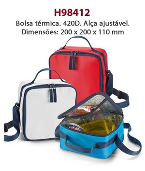 H98412 - Bolsa térmica. 420D. Alça ajustável. Dimensões: 200 x 200 x 110 mm