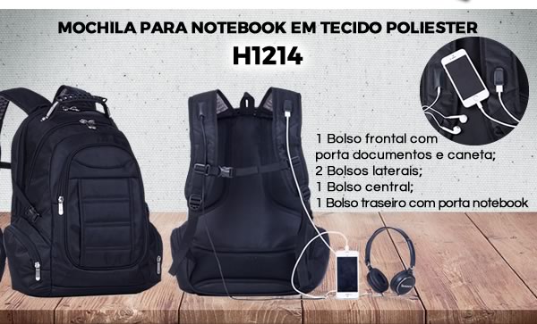 Mochila para Notebook em Tecido Poliester H1214