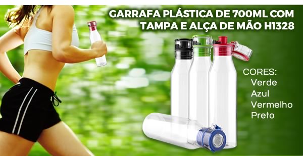 GARRAFA PLÁSTICA DE 700ML COM TAMPA E ALÇA DE MÃO H1328