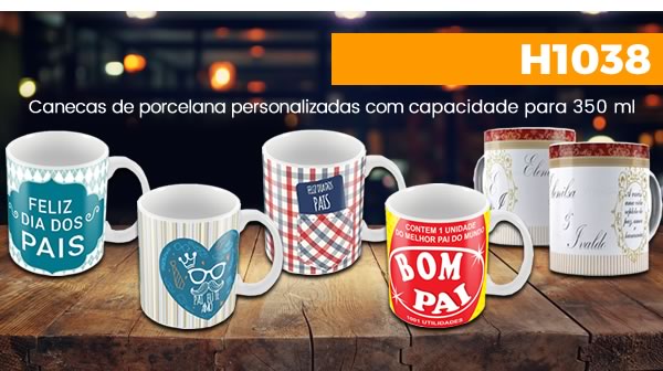 H1038 Canecas de porcelana personalizadas com capacidade para 350 ml