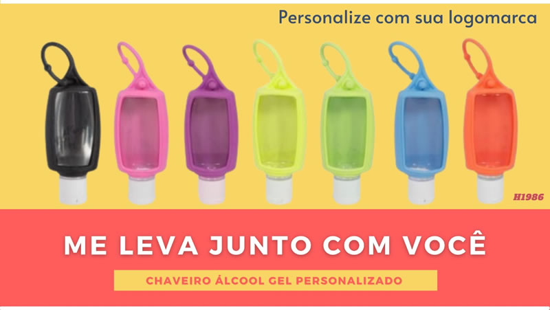 Personalize com a sua marca Chaveiro Alcool Gel
