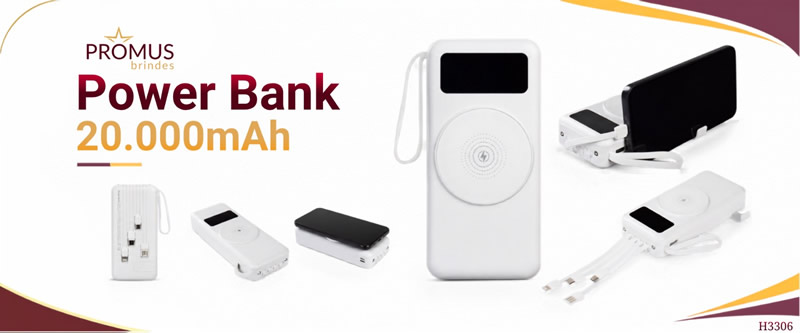 Power Bank 20.000mAh Personalizado - H3306 Power Bank 20.000mAh Personalizado - H3306