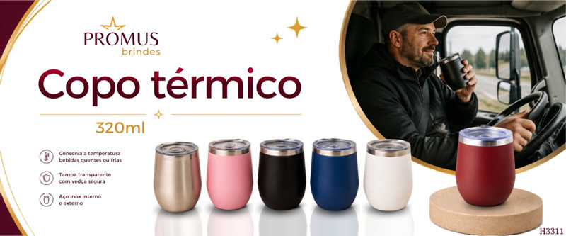 Copo Térmico de Inox 320ml Personalizado - H3311 Copo Térmico de Inox 320ml Personalizado - H3311