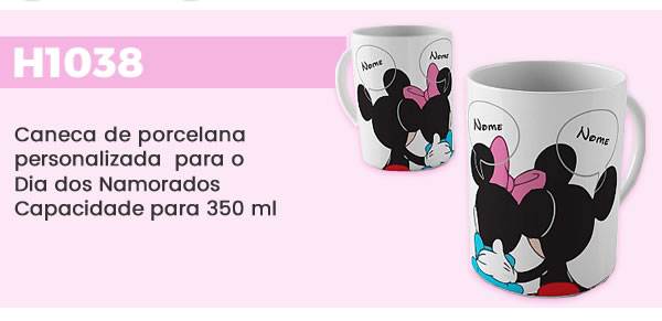 H1038 Caneca de porcelana personalizada  para o Dia dos Namorados Capacidade para 350 ml 