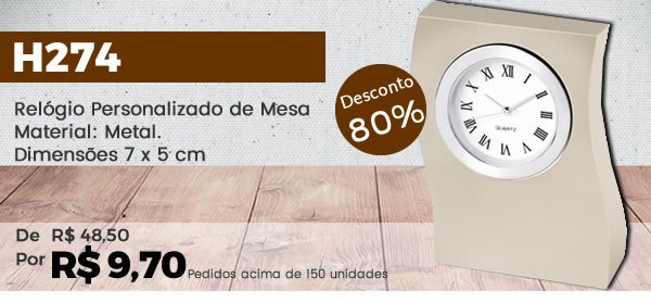 H274 Relógio Personalizado de MesaMaterial: Metal.Dimensões 7 x 5 cm