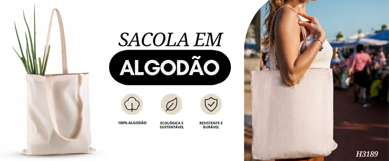Sacola em Algodão Personalizada H3189 Sacola em Algodão Personalizada H3189