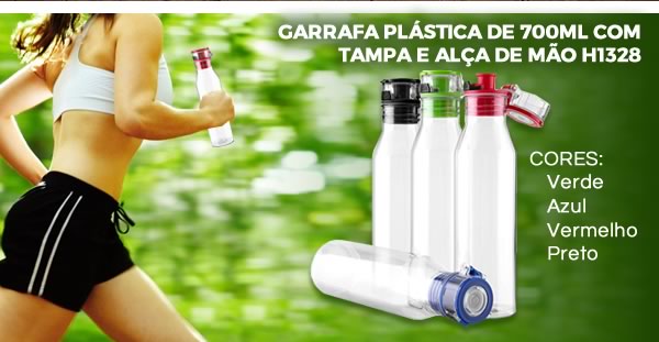 H1328 GARRAFA PLÁSTICA DE 700ML COM TAMPA E ALÇA DE MÃO 