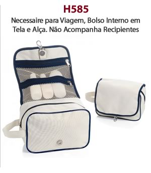 H585 Necessaire para Viagem, Bolso Interno em Tela e Alça. Não Acompanha Recipientes