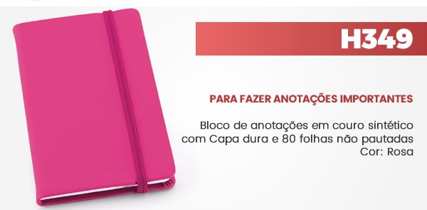 H349 PARA FAZER ANOTAÇÕES IMPORTANTES Bloco de anotações em couro sintético com Capa dura e 80 folhas não pautadasCor: Rosa