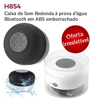 H854 - Caixa de Som Redonda à prova d’água Bluetooth em ABS emborrachado