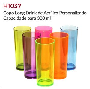 H1037 - Copo Long Drink de Acrílico PersonalizadoCapacidade para 300 ml