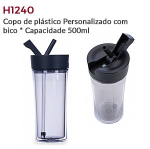 H1240 - Copo de plástico Personalizado com bico * Capacidade 500ml