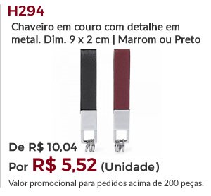 H294 - Chaveiro em couro com detalhe em metal. Dim. 9 x 2 cm | Marrom ou Preto