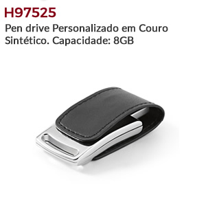 H97525- Pen Drive Personalizado em Couro Sintético