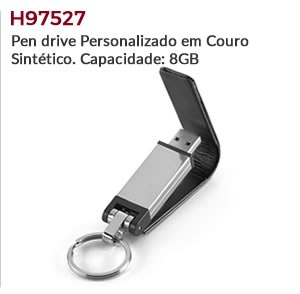 H97527- Pen Drive Personalizado em Couro Sintético