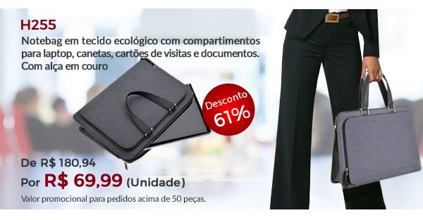 H255 - Notebag em Tecido Ecológico Personalizado