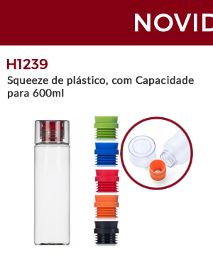 H1239 - Squeeze de plástico, com Capacidade para 600ml 