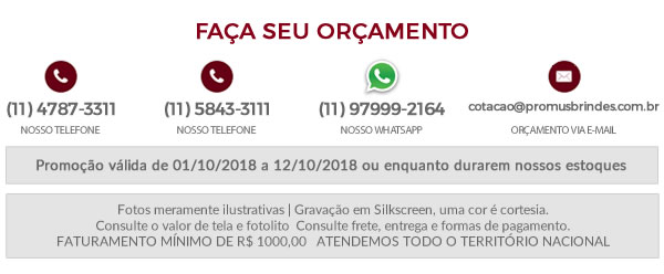 Faça seu Orçamento Promoção válida de 01/10/2018 a 12/10/2018 ou enquanto durarem nossos estoques