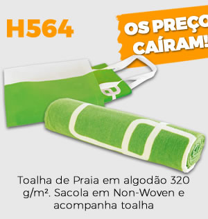 H564 Toalha de Praia em algodão 320 g/m². Sacola em Non-Woven e acompanha toalha