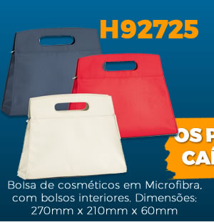 H92725 Bolsa de cosméticos em Microfibra, com bolsos interiores. Dimensões: 270mm x 210mm x 60mm