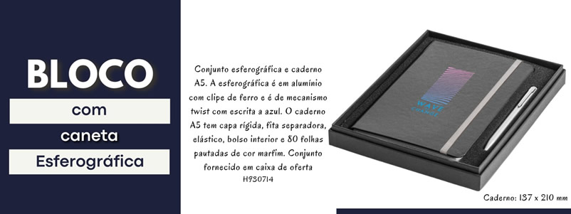 Bloco de Anotações Personalizado com caneta H930714 Bloco de Anotações Personalizado com caneta H930714